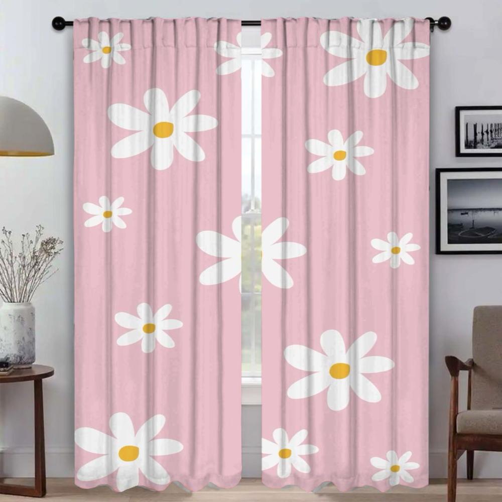Set di 2 Tende Divisorie Floreali Tenda Soggiorno Decorazione di Halloween Tende in Garza Camera da Letto Arredamento Casa Realizzato in Poliestere Trattamento Finestra Zona