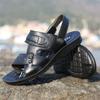 Men's New Slippers Leather Summer Sandals Casual Beach Shoes Cowhide Sandals Non-slip Slippers Fashionable and Convenient