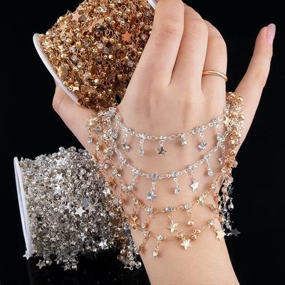 Printing Star Design Rhinestone Star Chain 50/100cm DIY Jewelry Making Supplies DIY Jewelry Making