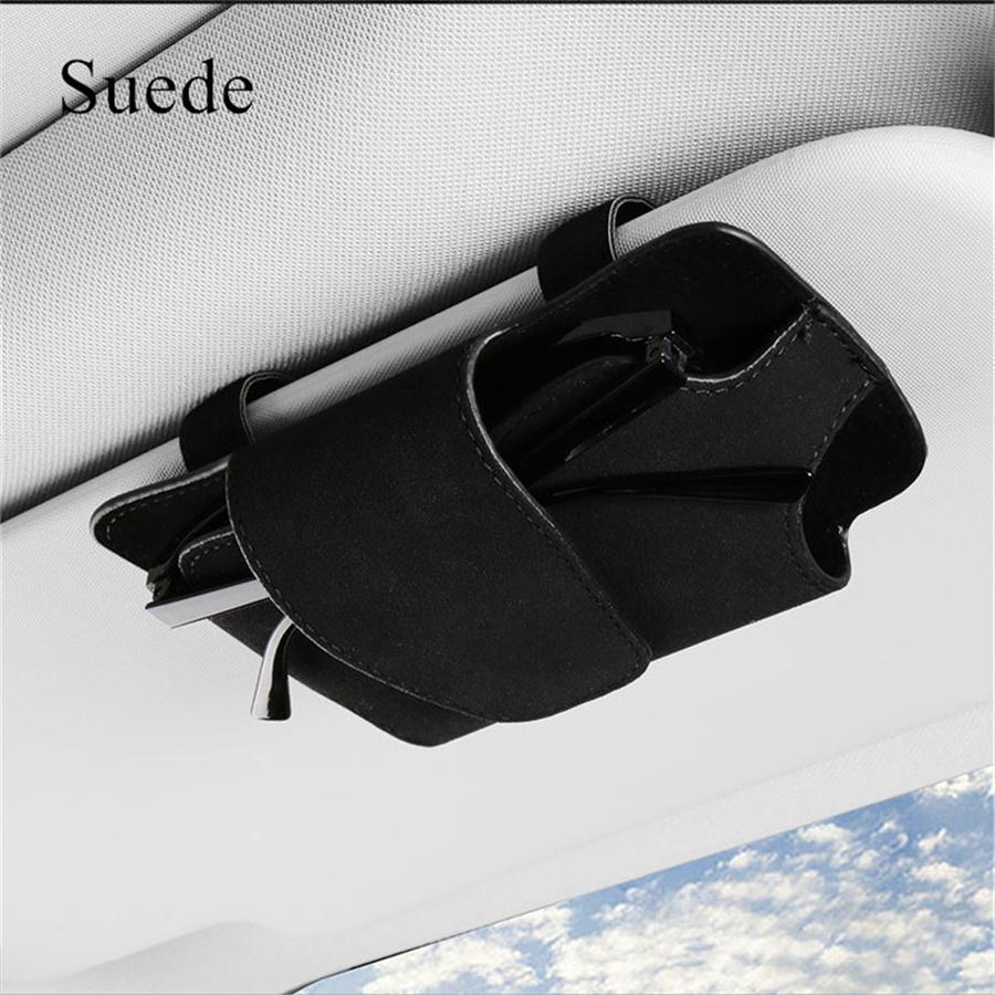 Suede Sun Visor Glasses Holder Glasses Case Sunglasses Storage Box Organizer