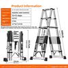 New Stainless Steel Zigzag Telescopic Ladder, Straight Ladder, Portable Zigzag Ladder, Repair Home Decoration Climbing Ladder