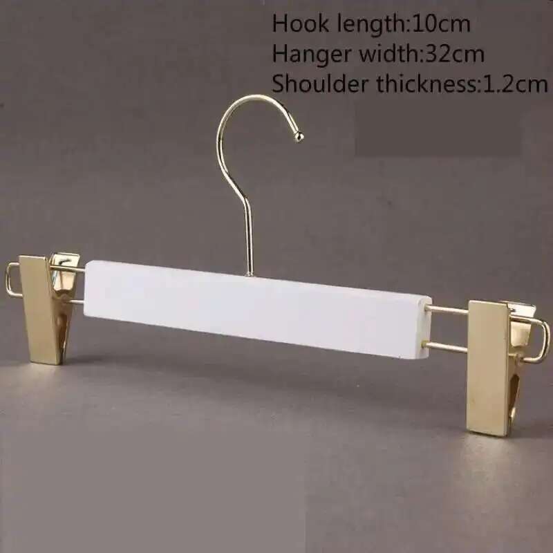 5PCS White Lady Garment Hangers White Wooden Store Chothing Display Hanger Golden Hook Korean Version Custom Logo Engraved