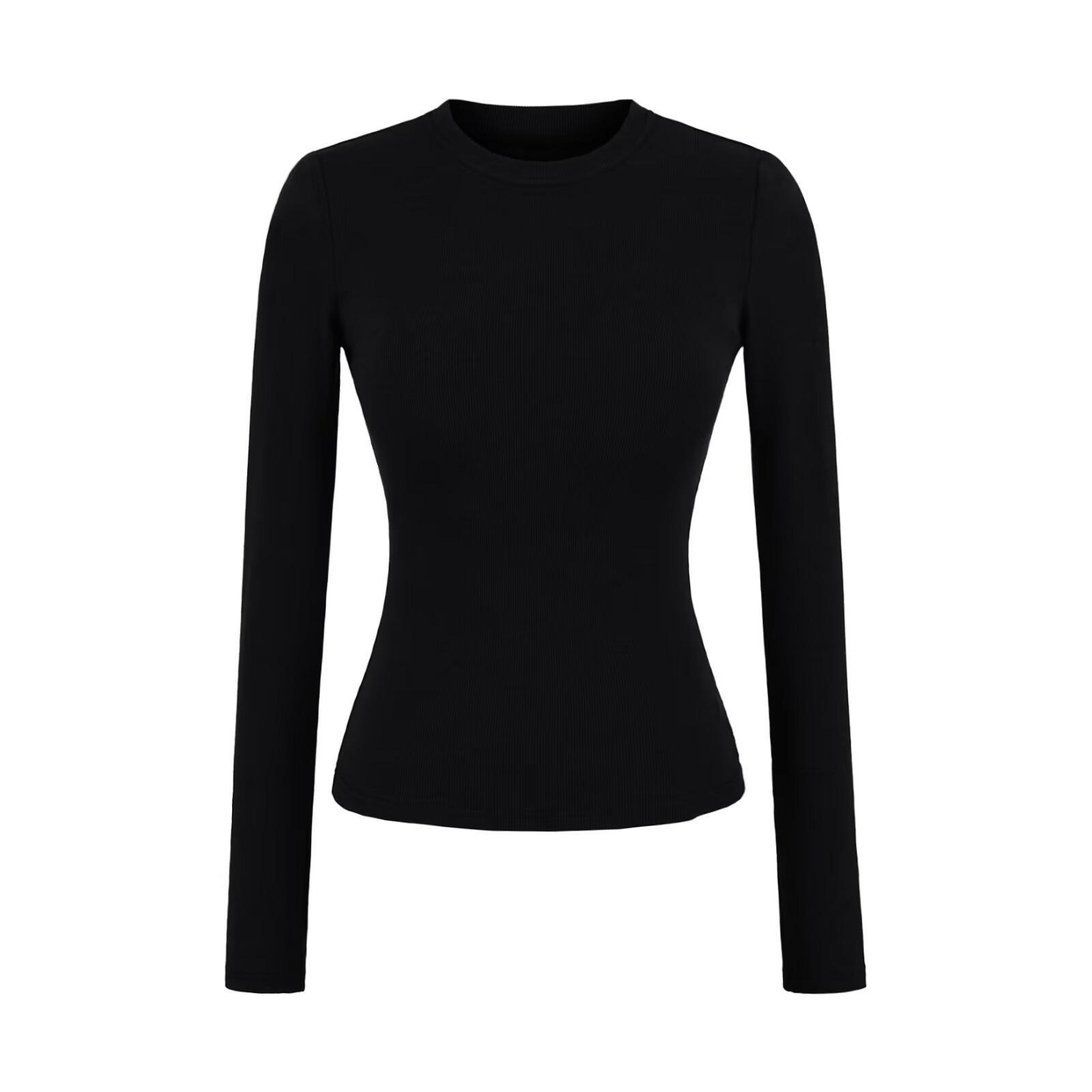 

Women s Spring/Autumn Cinched Waist Knitted Top with Padded Design and Round Neck Large