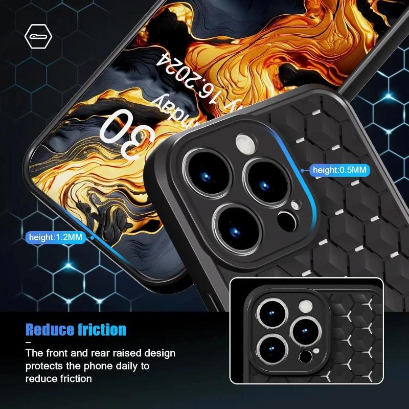 Breathable Heat Dissipation Phone Case For iPhone 16 15 14 Plus 13 12 11 Pro Max Anti-Fingerprint Soft Tpu Silicone Cover Funda