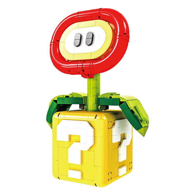 Adult Mario Star Piranha Plant & Fire Flower Building Blocks Set