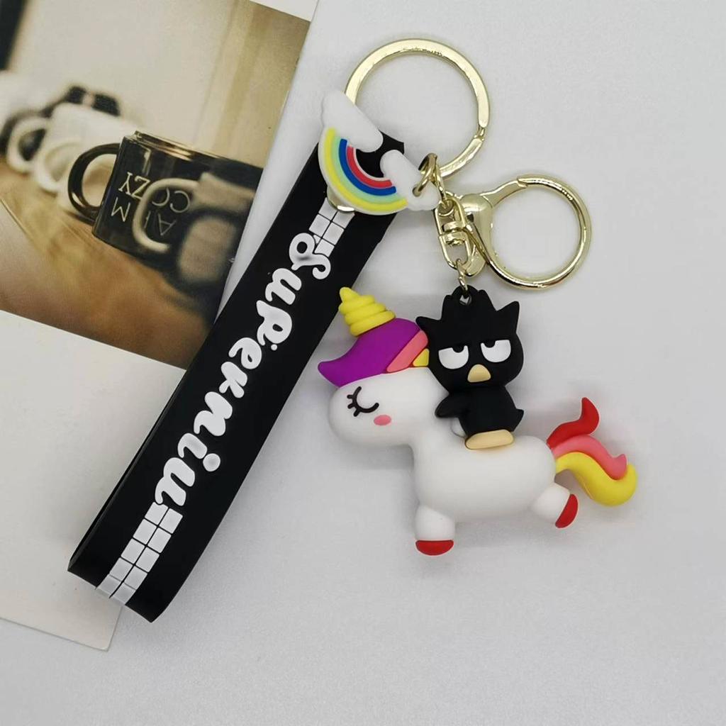 New Creative Cartoon Colorful Horse Mingchuang Sanrio Kuromi Pudding Dog My Melody Doll Keychain Bag Car Keychain Accessory