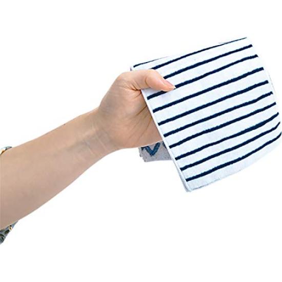 Livheart Brand New Zigzag Check Foldable Towel, Navy, Border, Dot, (Total Length Approx. 12.5cm), Towel, 82008-04
