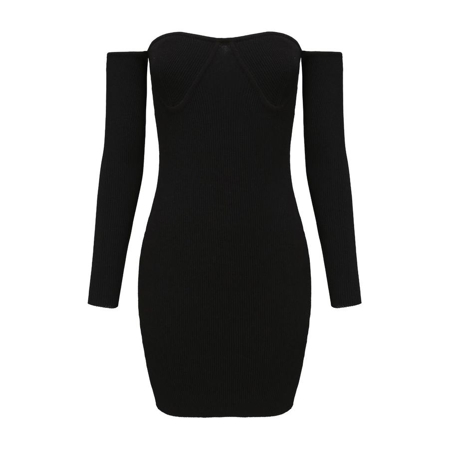 Вязаный свитер Женский стиль с подиума, Короткое платье с вырезами по краю XXS