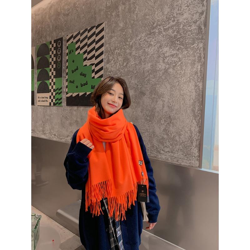 Scarf Women's Autumn and Winter New Wool Cashmere Scarf Versatile Men's Shawl Dual Purpose Solid Color Scarf