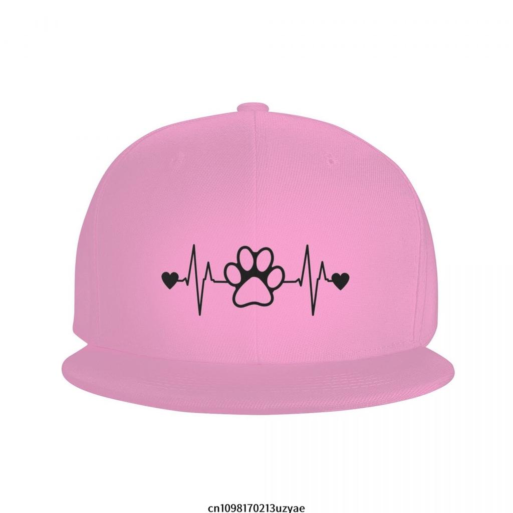 Paw Print EKG Heartbeat Dog Lover Unisex Baseball Cap Polyester Casual Snapback Adjustable Hat