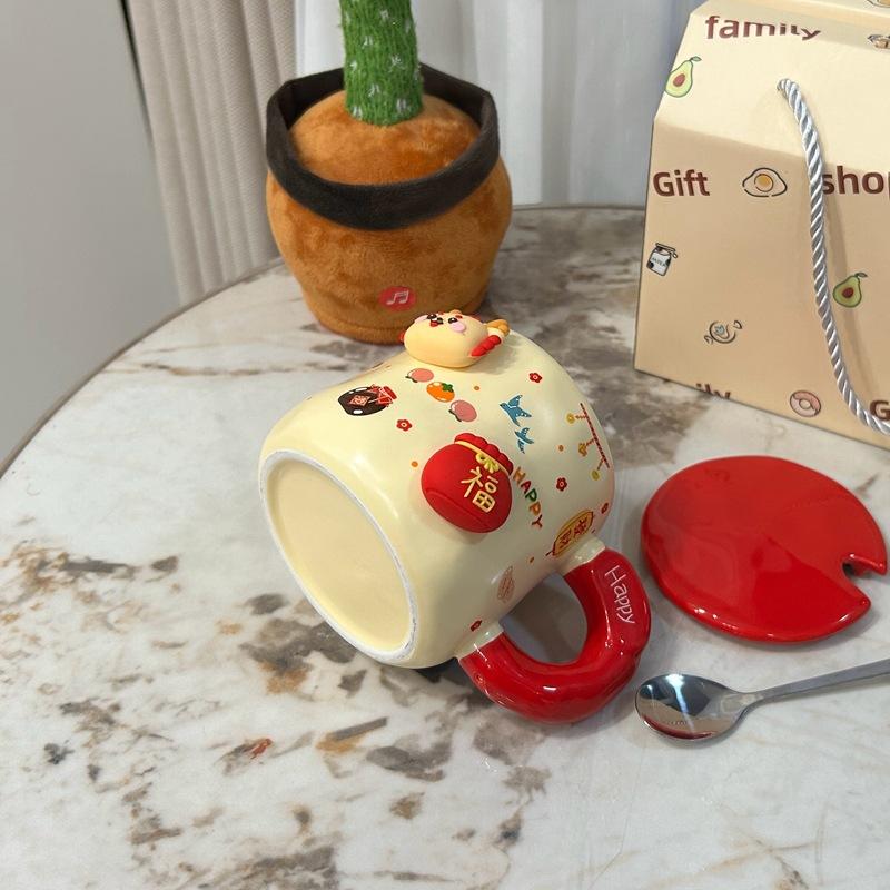 New Year's Day Gift for Girls Year of The Dragon Cup Small Gift for Best Friends Girlfriend Practical Water Cup Creative Gift Box Mug