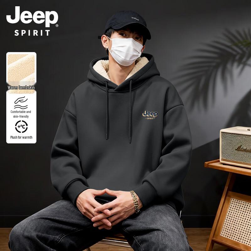 JEEP SPIRIT Men's Plush Fleece Hooded Sweatshirt