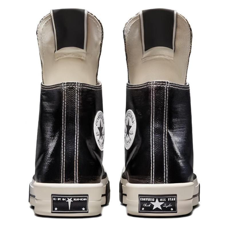 Rick Owens DRKSHDW X Converse 1970s Chuck Taylor All Star Collaboration Trendy Glossy Lacquer High Top Canvas Unisex Black