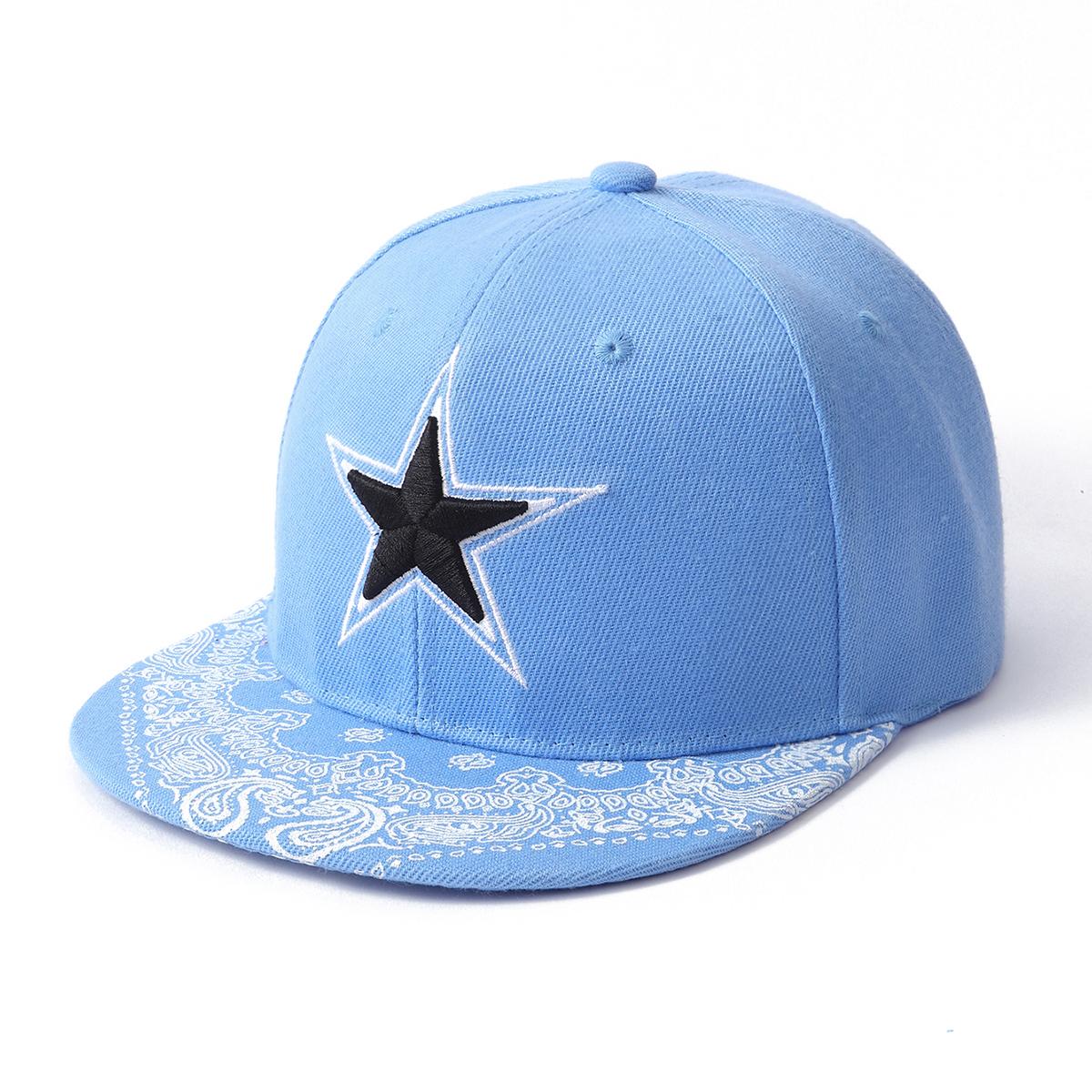 

Korean-style fashionable and trendy patchwork embroidered five-pointed star hip-hop flat hat couple s sunshade baseball cap One Size