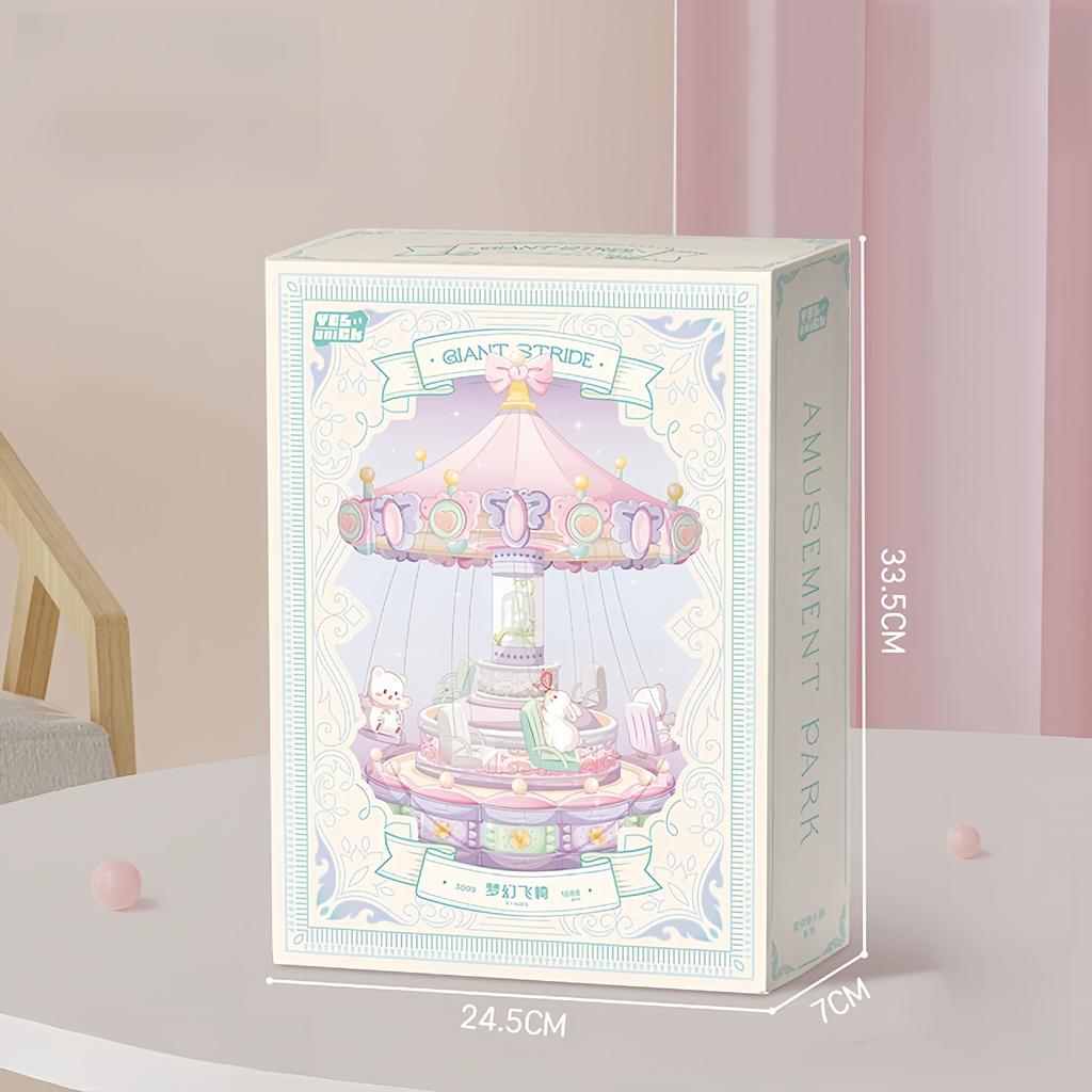 Brick Also Galaxy Paradise Dream Trojan Horse Rotating Music Box Granular Building Block Assembly Benefit Desktop Ornament Gift