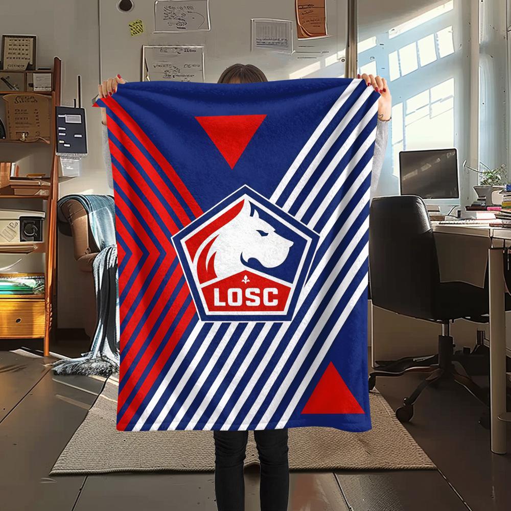 1Pc LOSC Lille Print Flannel Blanket High Quality Warm Comfortable Cover for All Seasons Perfect for Gifts Home Decor