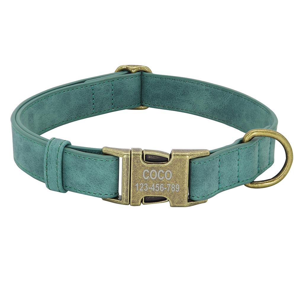 Customized Dog Collar Personalized Dogs Name ID Collars PU Leather Pet Buckle Necklace for Small Medium Large Dogs Pitbull Pug