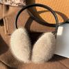 New Winter Luxury Women Warm Real Natural Mink Fur Earmuff Outdoor Fashion Mink Fur Earmuffs Girl Winter Ear Protection