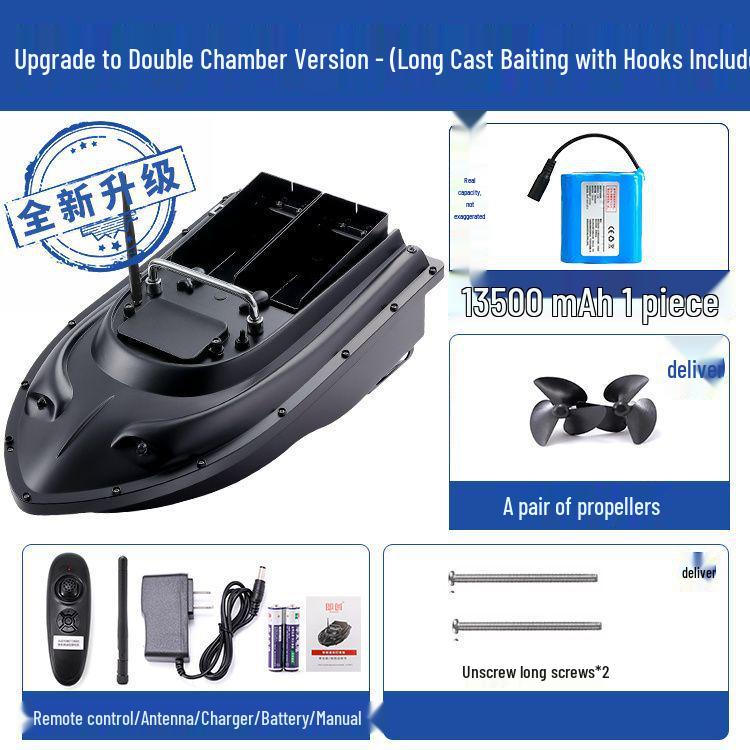Smart 600m Remote Control High-Power Bait Boat with Constant Speed Cruise & Auto Unhooking Function for Fishing.