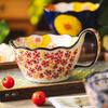 Hand-painted handle bowl Ceramic tableware bowl Household new retro soup bowl Instant noodle bowl Large bowl Salad bowl