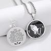 Stainless Steel Round Pendant Necklace, Steel Praying Hand Round Pendant Necklace, for Both Men and Women