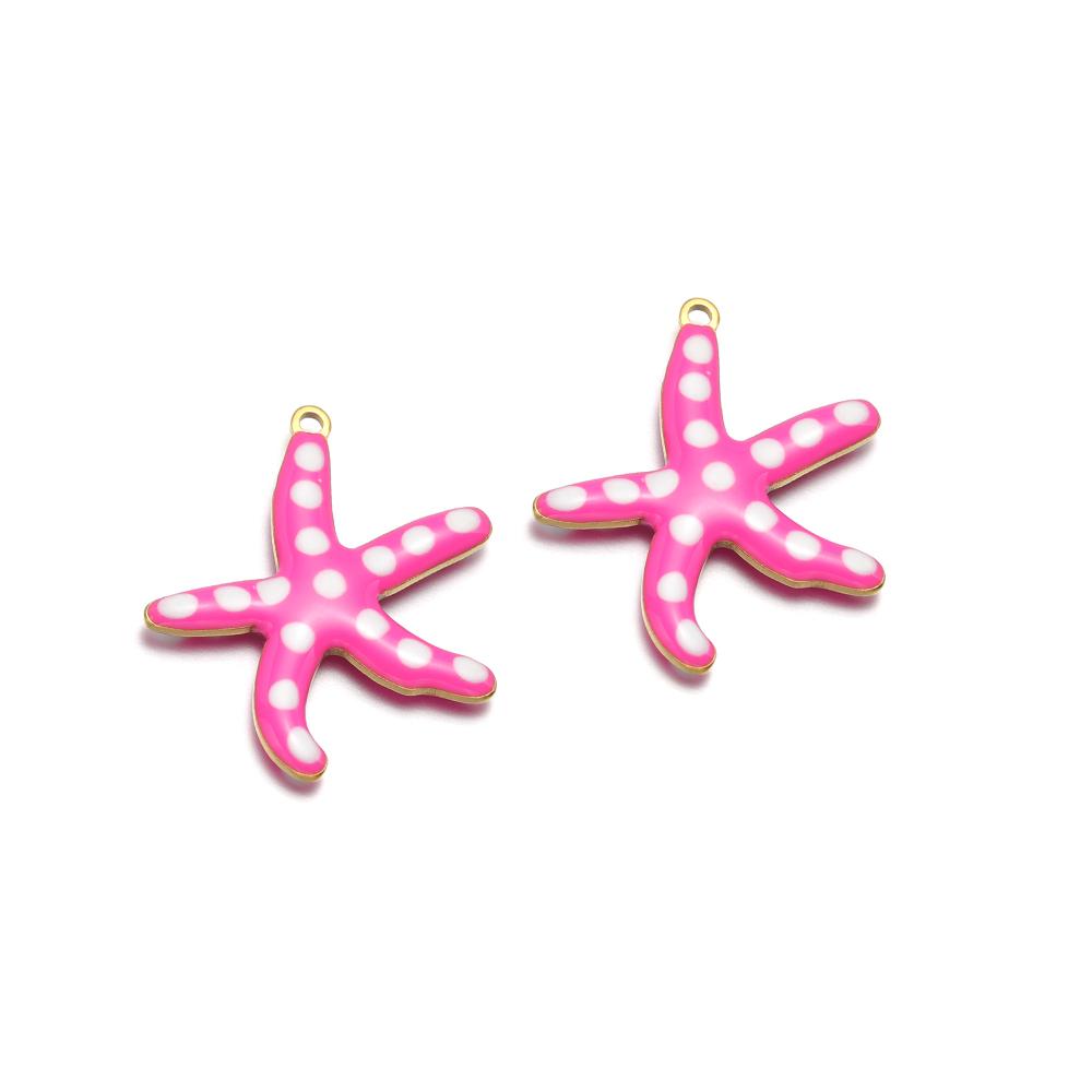 10pcs Stainless Steel Gold 20mm Starfish Charms Enamel Fish Pendant for DIY Jewelry Bracelet Findings Necklace Earrings Making