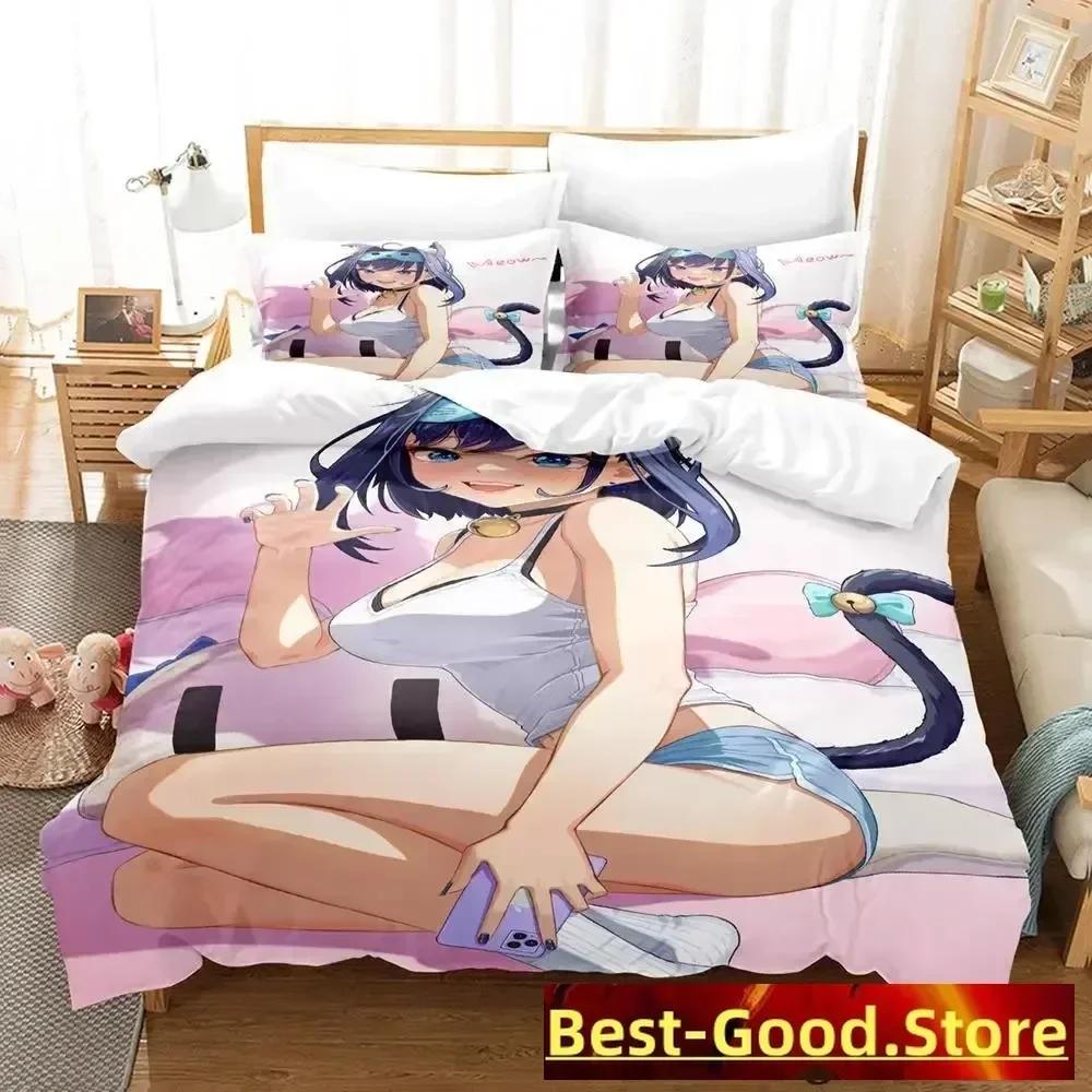 Ouro Kronii Постельное белье Single Twin Full Queen King Size Bed Set Adult Kid Bedroom Duvetcover Sets Anime Parure de lit Bed