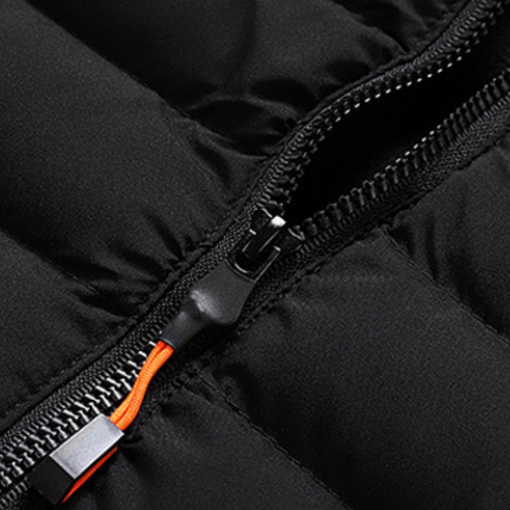 Herren Lässige Farbblock-Kapuzenjacke mit Reißverschluss, Figurbetont, Herren Rippmuster mit Baumwollwärme Baumwolljacke