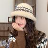 Autumn and Winter Cold and Warm Bucket Hat Fashion Basin Hat Crimped Ear Protection Windproof Thickened Hat Women's