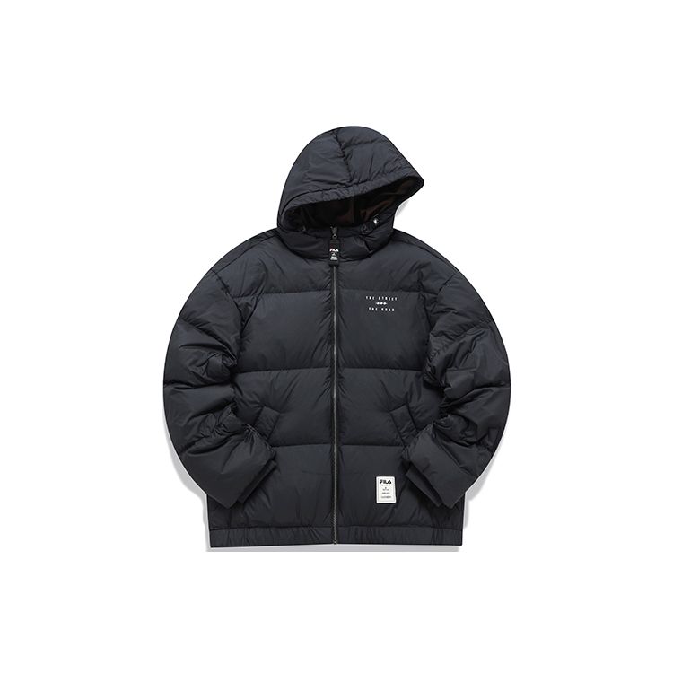 FILA Mihara Yasuhiro Collaboration Series Sports Casual Hooded Warm Down Jacket Winter Couple Style Men Jacket Black F11U143901F-BK