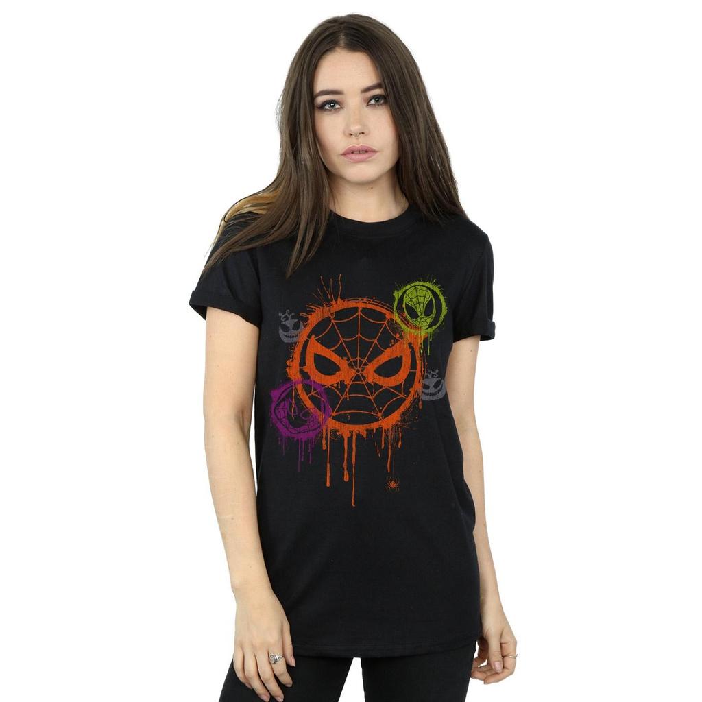 Marvel Womens/Ladies Halloween Spiderman Icon Cotton Boyfriend T-Shirt