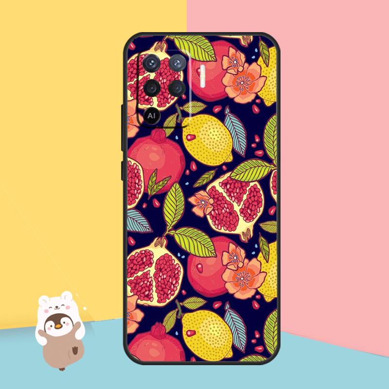 Essen Frucht Roter Granatapfel Hülle Für OPPO A54 A74 A94 A52 A72 A83 A91 A93 A15 A16 A5 A9 A31 A53 A53S 2020 Rückseite