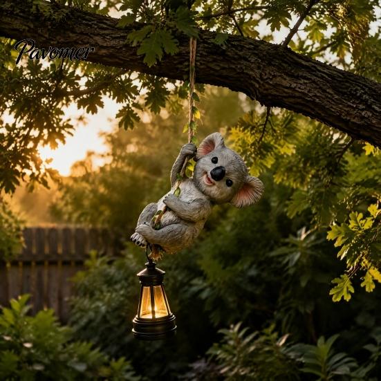 Unique Yard Decor for Garden Lovers Climbing Animal Solar Light, Resin Statue with Lantern, Fence Lights Hanging Light Outdoor Tree Decoration