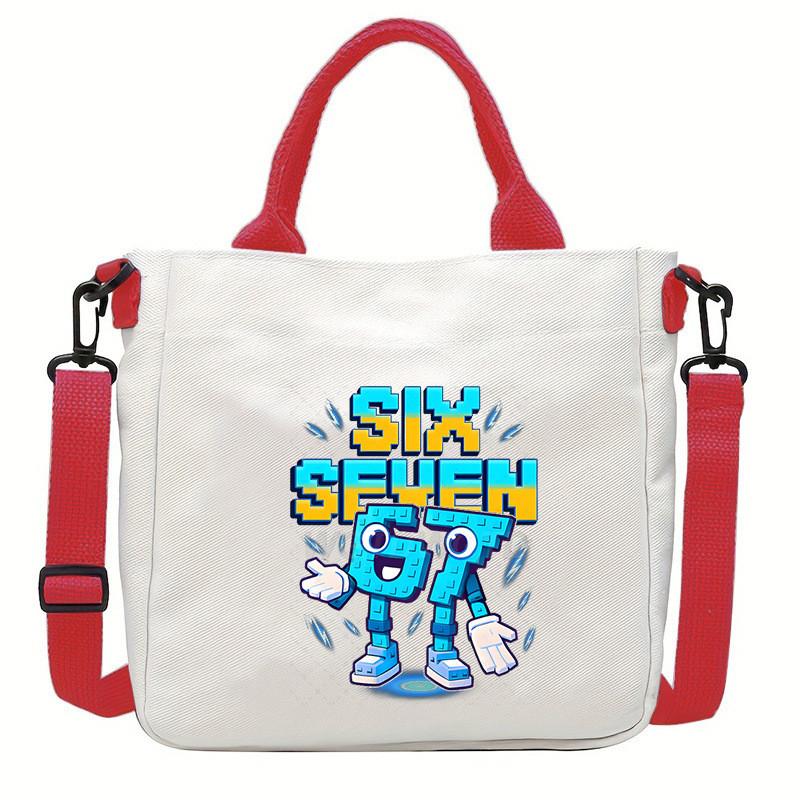 Steal a Brainrot 67 Printed Student Crossbody Bag Casual Canvas Shoulder Bags