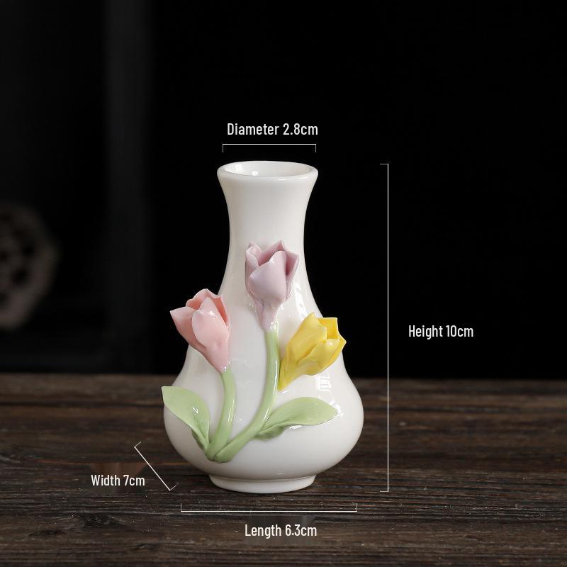 Mini Ceramic Vase for Flowers - Perfect for Home or Office Decor, Holds Dried or Hydroponic Plants