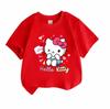 Kids Boys Girls Crew Neck Short Sleeve 100% Cotton T-Shirt, Cute Winking Cat Print Casual Soft Breathable Tee for Little Children Daily Wear Party Hol