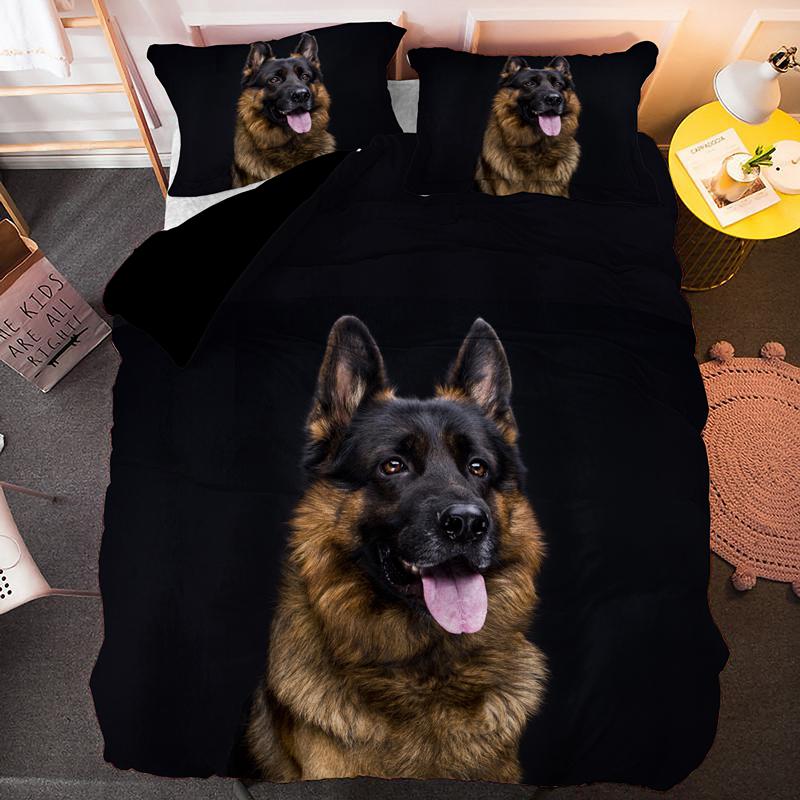 German Shepherd Duvet Cover King Queen 3D Lovely Dog Pattern Bedding Set For Kids Boys Girls Cute Pet Puppy Soft Comforter Cover
