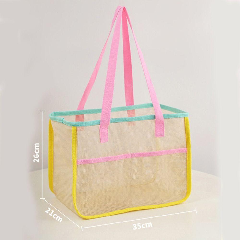 Fashion Clear Beach Tote Bag Nylon Mesh Candy Color Wash Bag Large Capacity Transparent Bag Woman