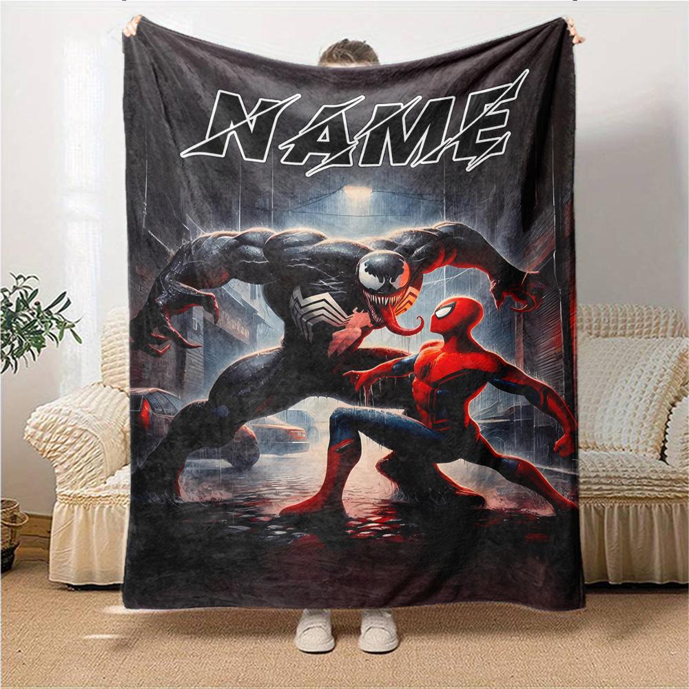 Custom Name Superhero Comic Collage Blanket for Couch & Bed, Plush Cozy Fuzzy Blanket Super Soft & Warm Blankets for Fall and Winter. 090814