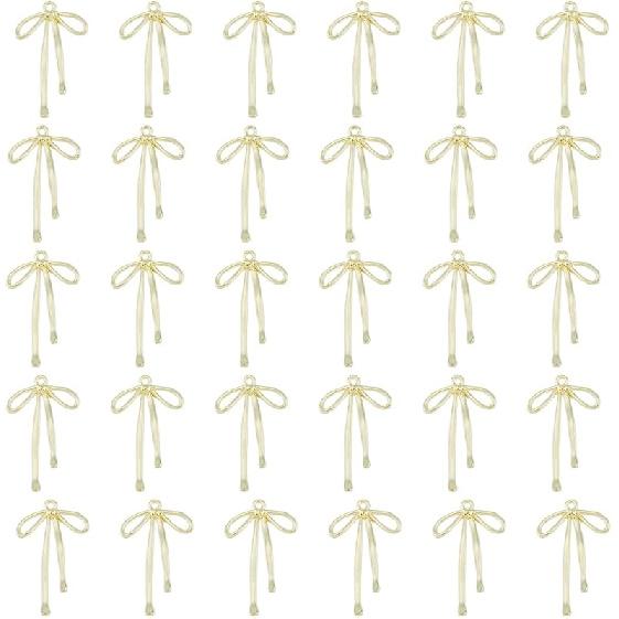 SUPERFINDINGS Платиновые Золотые Шармы-Бантики Шармы-Бабочки из Сплава Полые Подвески Шармы-Серьги-Бантики Подвески-Цепочки с Бантиками с Отверстием для DIY золотистый