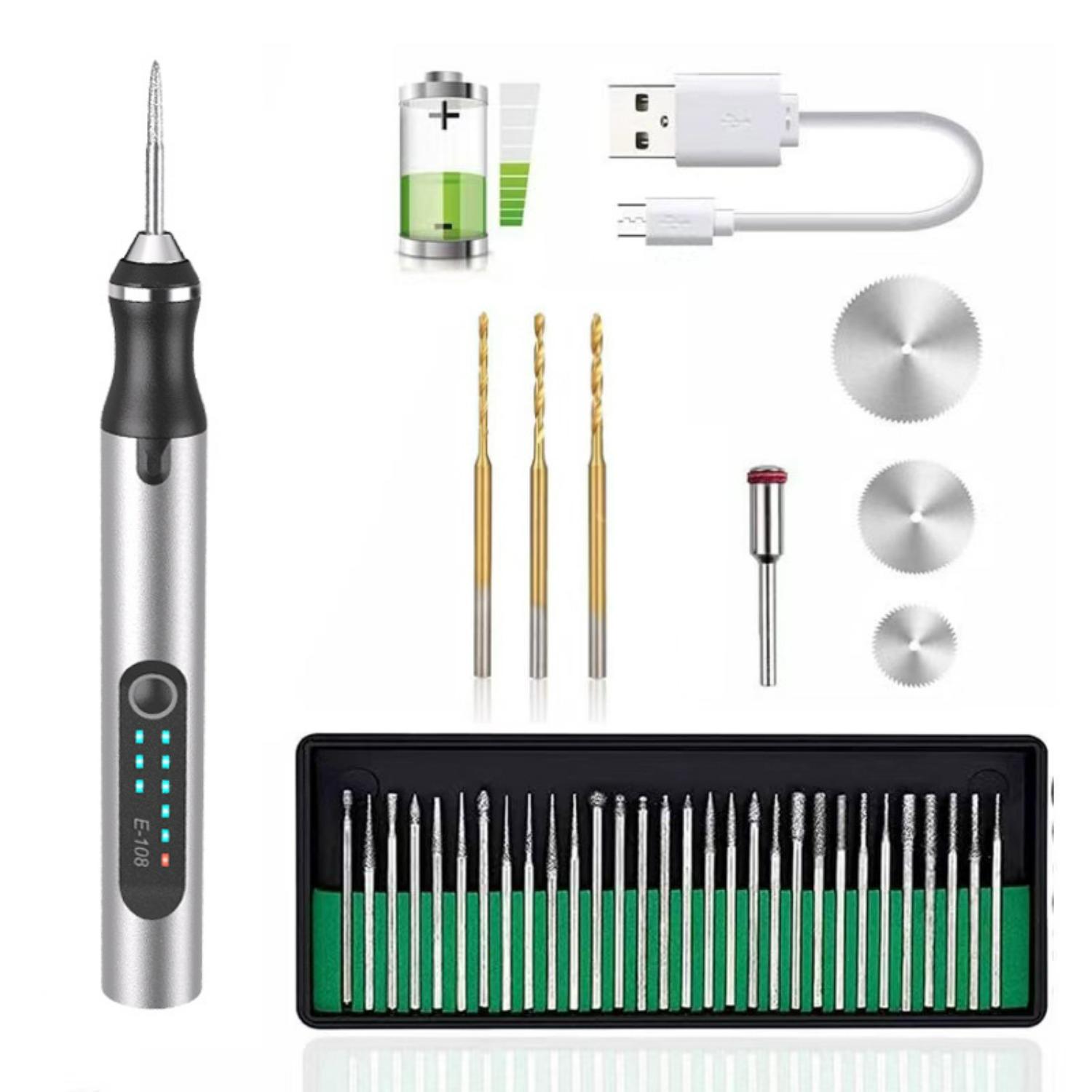 USB Rechargable Engraving Pen with 35bits,Mini Electric Engraver Etching Machines Cordless Rotary Tools Engraved Jewelry Glass Stone Metal Plastic L