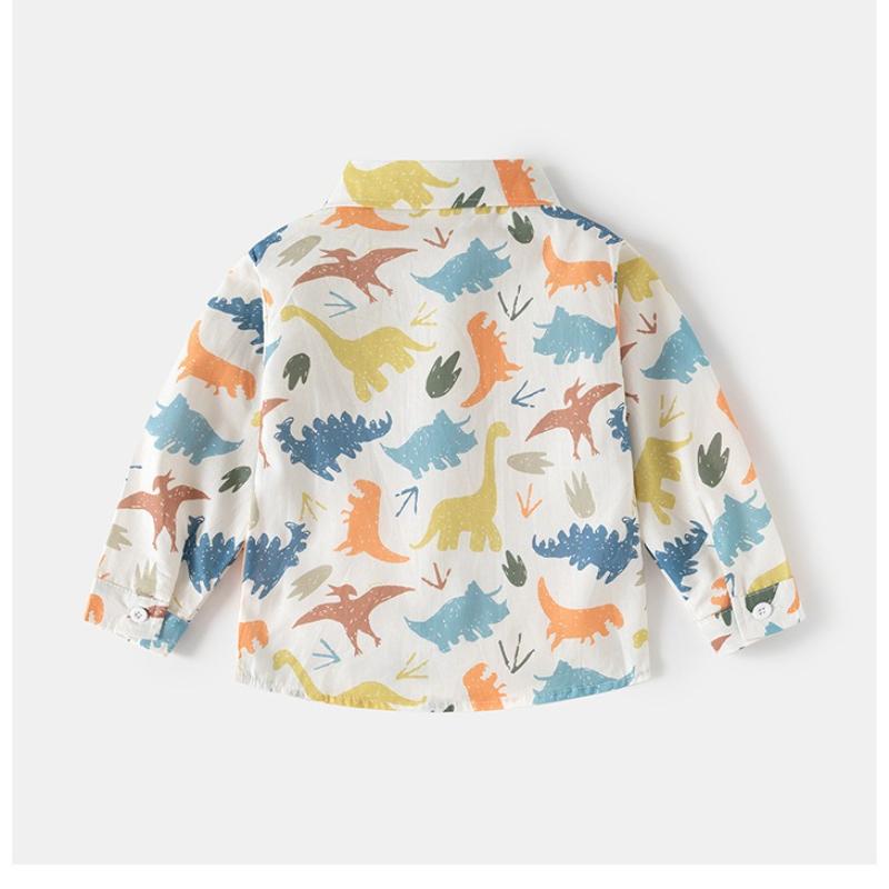 Boys Cotton Shirt 2025 Spring and Autumn New Children's Cute Printed Shirt Children's Long-sleeved Top Tide