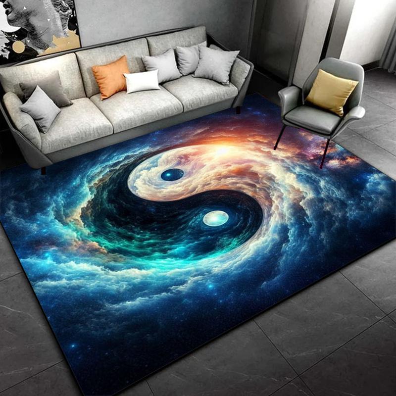 Yin Yang Nebula 3D printing area carpet-non-slip, machine washable polyester carpet for living room, bedroom home decoration