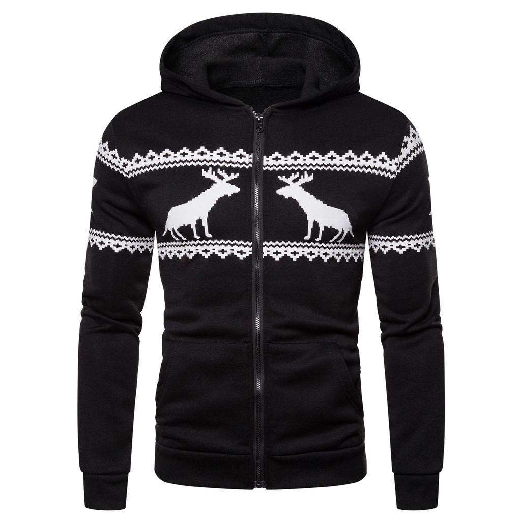 Pánský podzimní zimní vánoční kabát na zip nadměrné velikosti mikina outdoorová bunda na zip kardigan sportovní oblečení mikina