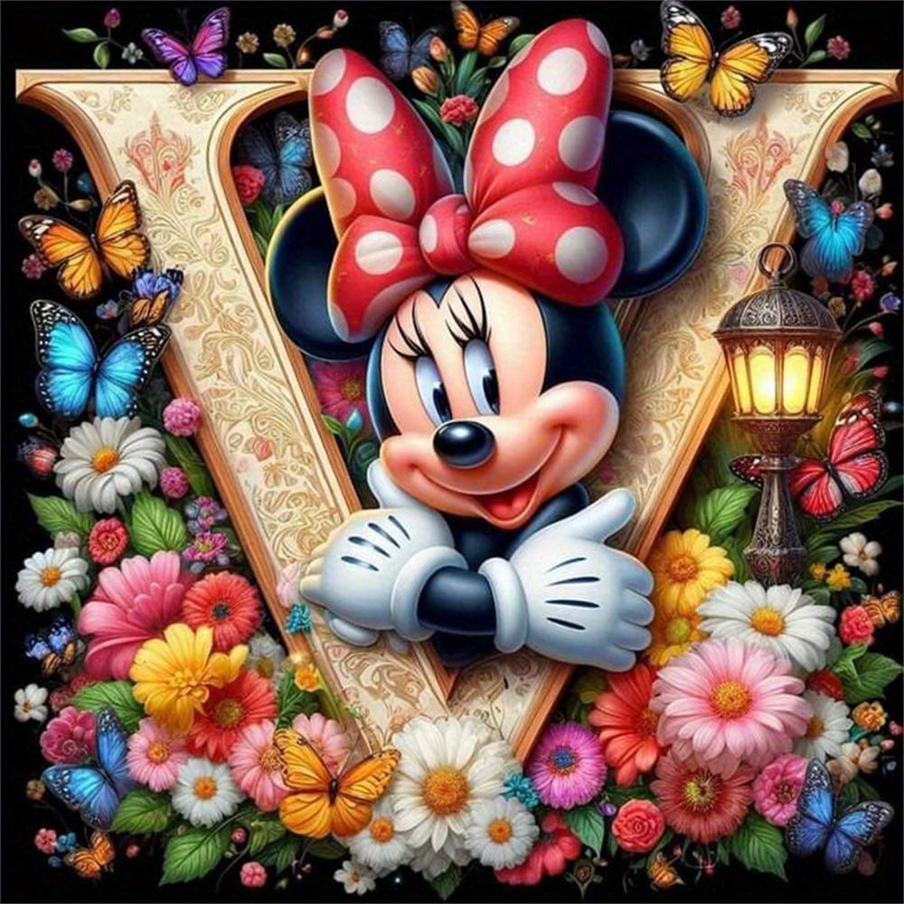 Disney Myszka Miki Malowanie Diamentami Litera Kreskówka Mozaika Diamentowa Kamienie Strass Obrazy Minnie Haft Kwiat Dekoracja Ścienna