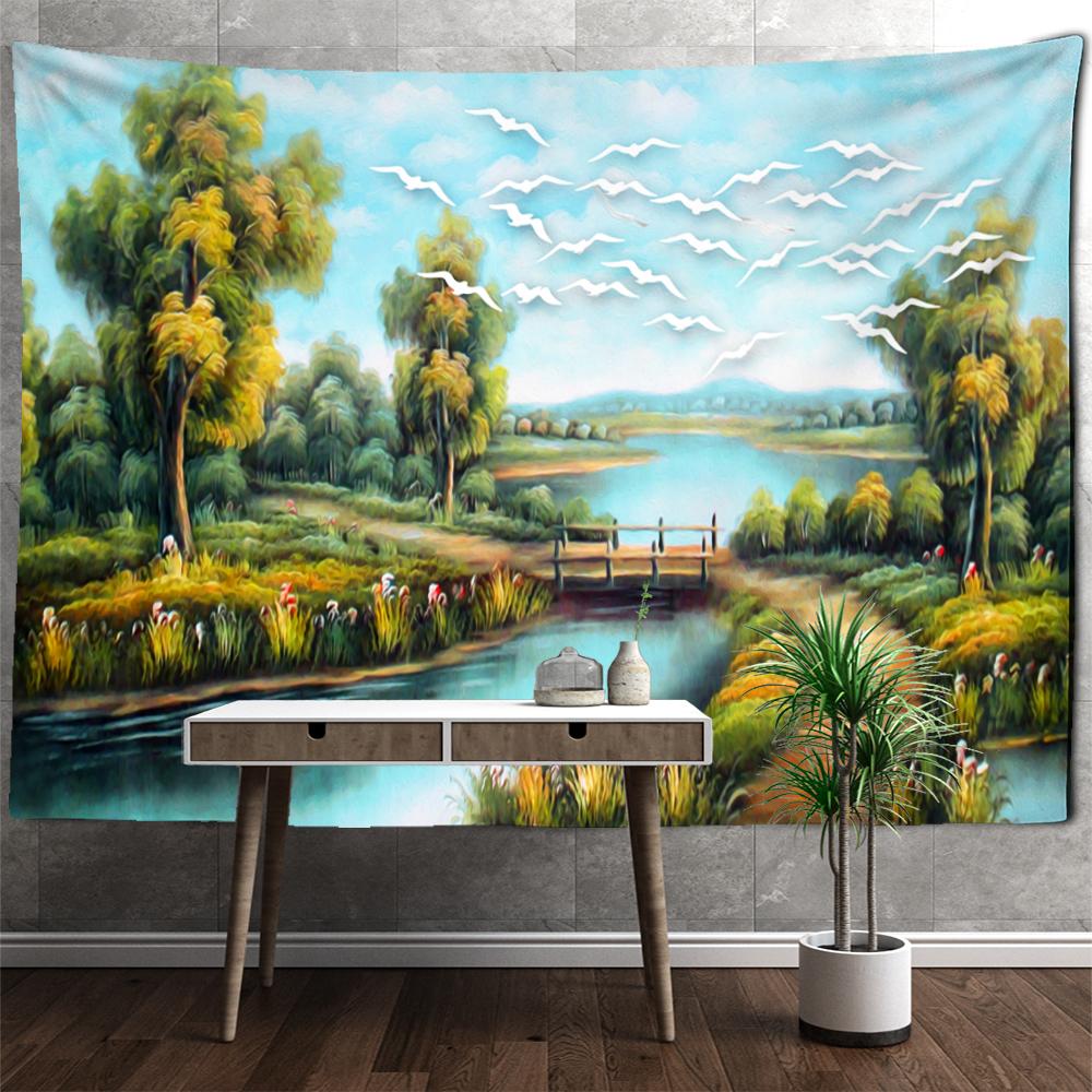 Ölgemälde Lavendel Wandteppich Wandbehang Pflanze Böhmisch Hippie Tapez Nordische Ästhetik Raumdekor