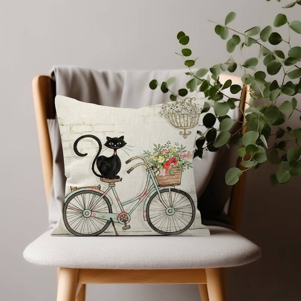 Black Cat Pillow Case For Home Bedroom Car Office Decoration Living Room Sofa Cushion Cover Suitable