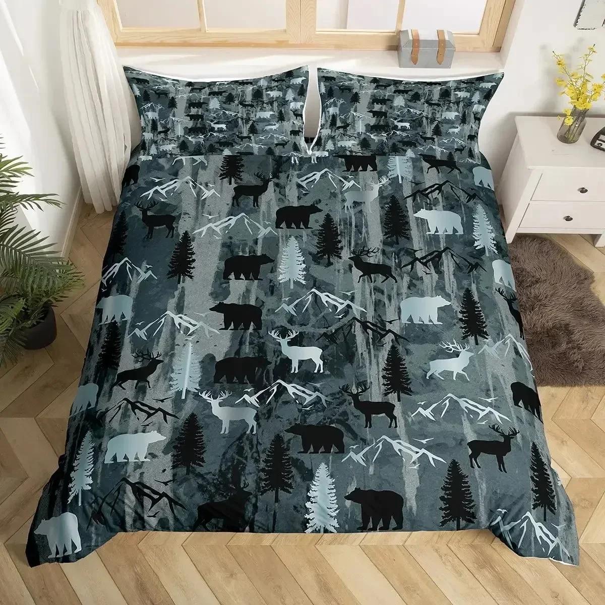 

Sunset Wildlife Deer Duvet Cover Elk Giraffe Bedding Set Sheet Printed Bed Set Pillowcase Full Queen King Size Comforter Bedroom 135x200cm