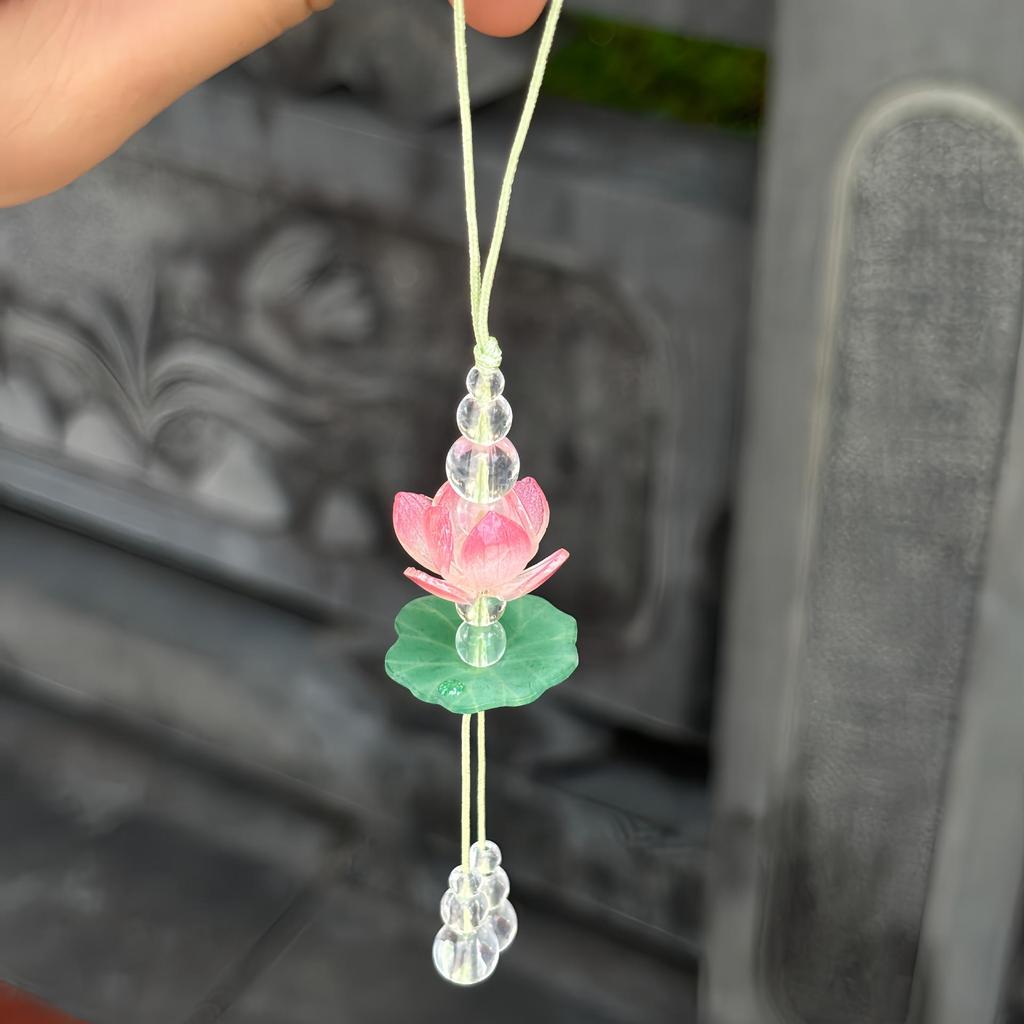 Pink Lotus Pendant Car Ornament - Summer Hangzhou Cultural Gift, Ancient Style