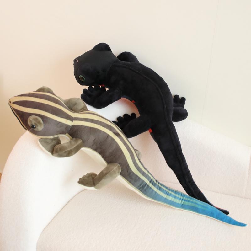 1pc Simulation Lizard Plush Toy Cartoon Black Lizard Reptilia Stuffed Doll Chamaeleons Animal Pillow Home Sofa Decor
